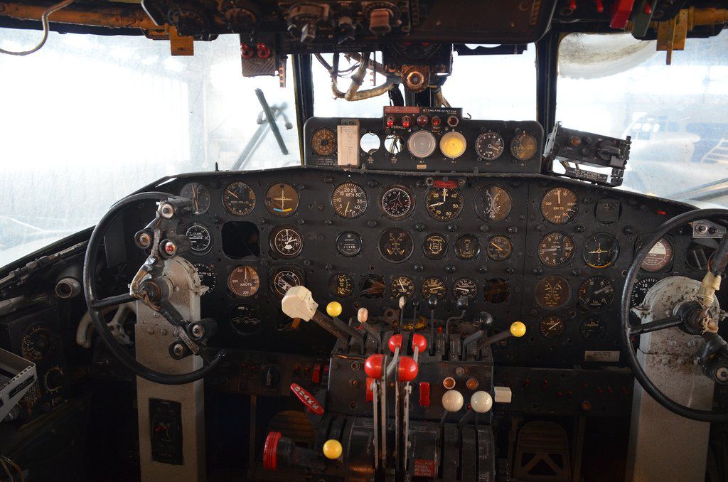 Cockpit in Lockheed P-2 Neptune
